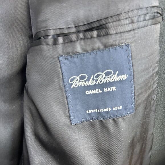 Brooks Brothers Sport Coat Mens 42R Solid Black Camel Hair Blazer Two Button - Picture 7 of 9